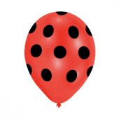 Balon Çepeçevre Siyah Puantiyeli Kırmızı 100 Adet