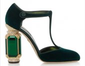 D&G Tasarım Bayan Lüx Kadife Topuklu Yeşil Ayakkabı [ Kadın ]