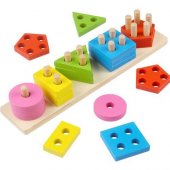 Woodylife Beşli Geometrik Şekiller Geçirme Eğitici Montessori Oyuncak