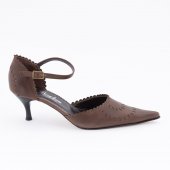 Beyken Hakiki Deri Kahverengi Kadın Topuklu Ayakkabı