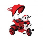 Babyhope 127 Little Panda Ebeveyn Kontrollü Üç Teker Bisiklet - Kırmızı/Siyah