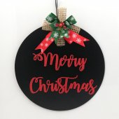 Lora Davet Ahşap Kapı Süsü Merry Christmas (1 Adet) Siyah - 54294