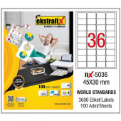 Ekstrafix Laser Etiket 100 YP 45x30 Laser-Copy-Inkjet Fİx-5036