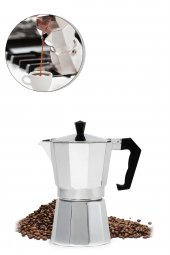 SPRENDA Moka Pot Express- Espresso Kahve Demleme Makinesi 6 Kişilik Aliminyum Ocak Üstü 6 Cup