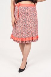 Truva Xxl Büyük Beden Kadın Giyim Desenli penye Etek nar Çiçeği ETK135