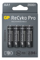 GP Batteries ReCyko Pro AA Kalem 2000 mAh Ni-Mh Şarjlı Pil, 1.2 Volt, 4Lü Kart
