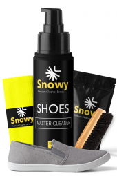 Snowy Shoes Master Cleaner Temizleme Spreyi -Fırça -Finish Bezi Ayakkabı Temizleme 3Lü Set