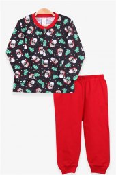 Erkek Bebek Pijama Takımı Yılbaşı Temalı Siyah Soft Giyim Soft (9 Ay)