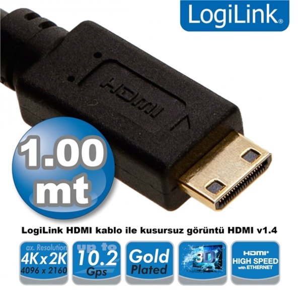 LOGILINK CH0021 1 0m HDMI to Mini HDMI Kablo v1.4