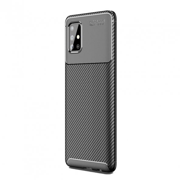 KNY Samsung Galaxy A31 Kılıf Karbon Desenli Lux Negro Silikon Siyah