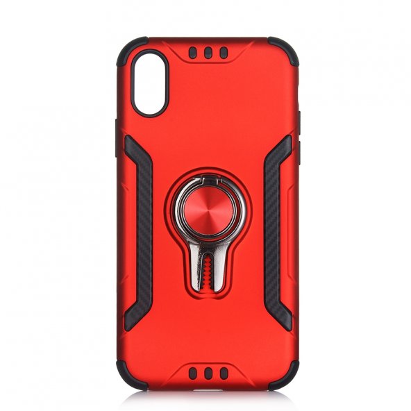 KNY Apple İphone XR Kılıf Ultra Korumalı Yüzüklü Manyetik Coco Kapak Kırmızı