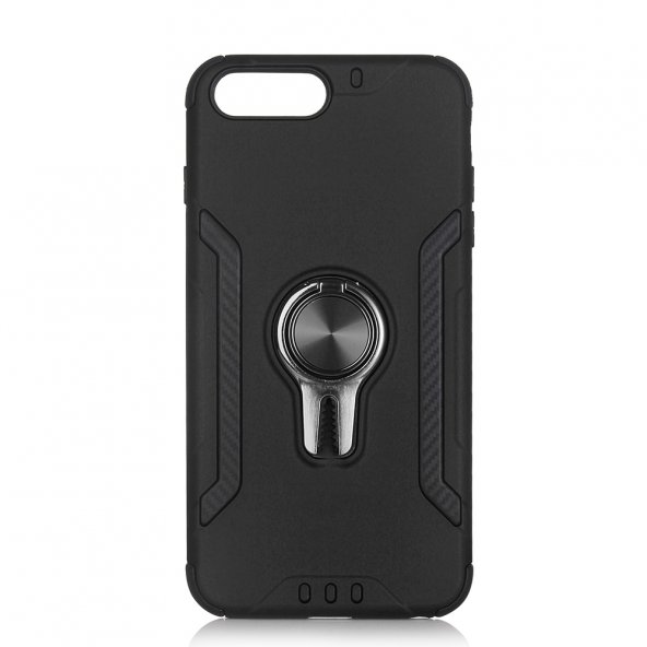 KNY Apple İphone 7 Plus Kılıf Ultra Korumalı Yüzüklü Manyetik Coco Kapak Siyah