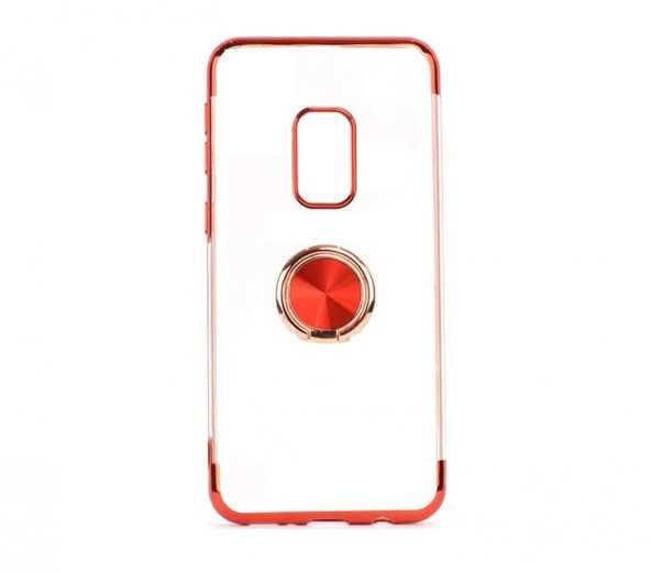 KNY Xiaomi Redmi Note 9S Kılıf 4 Köşe Renkli Yüzüklü Manyetik Gess Silikon Kırmızı