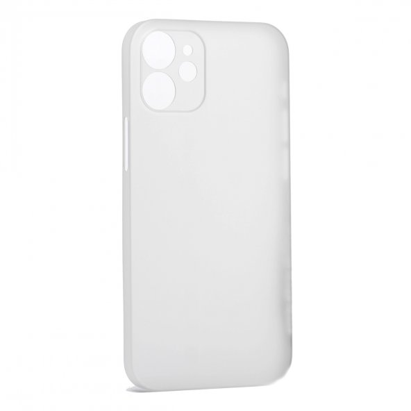 KNY Apple İphone 12 Kılıf Ultra İnce Sert PP Kapak Beyaz