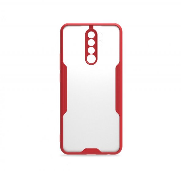 KNY Xiaomi Redmi 9 Kılıf Silikon Kenarlı Ultra Koruma Parfe Kapak Kırmızı