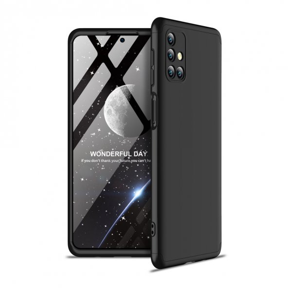 KNY Samsung Galaxy M31S Kılıf 3 Parça 360 Zore Ays Kapak Siyah