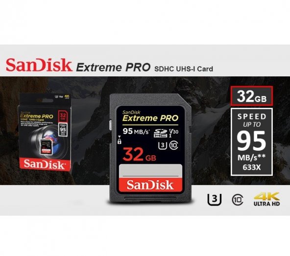 SanDisk Sandisk 32 Gb 95mbs Panasonic MDH1 Hafıza Kartı
