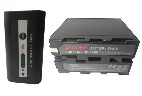SANGER 7500 mAh Göstergeli NP-F970 Sony HD1000 Bataryası