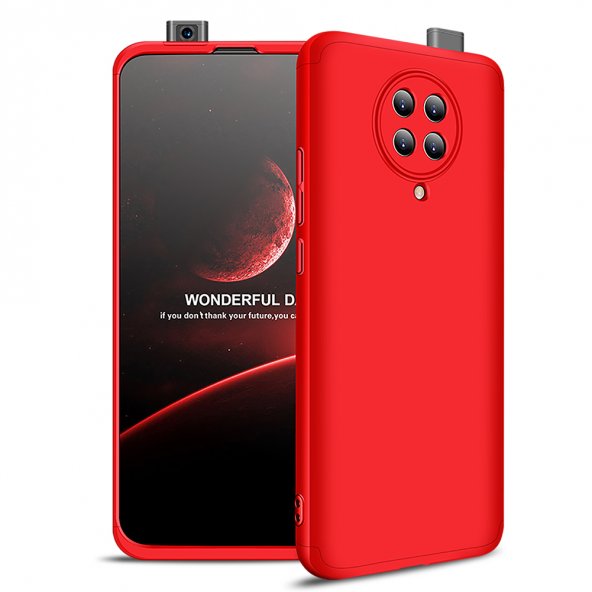 KNY Xiaomi Poco F2 Pro Kılıf 3 Parça 360 Zore Ays Kapak Kırmızı