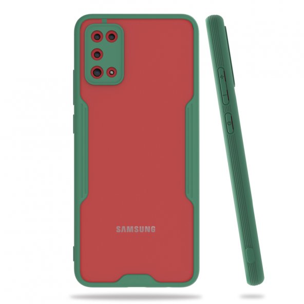 KNY Samsung Galaxy A02S Kılıf Silikon Kenarlı Kamera Korumalı Buzlu Parfe Kapak Yeşil