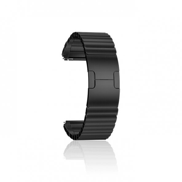KNY Huawei Watch GT 2E 46mm (22mm) İçin KRD-35 Düz Çizgi Model Metal Kayış-Kordon Siyah