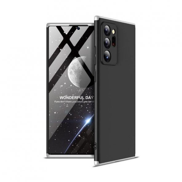 Pilanix Samsung Galaxy Note 20 Ultra Kılıf 3 Parça 360 Zore Ays Kapak Siyah - Gri