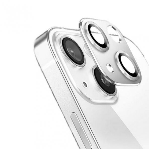 Pilanix Apple İphone 13 İçin Renkli 3D Kamera Koruma Lens Koruyucusu Gri
