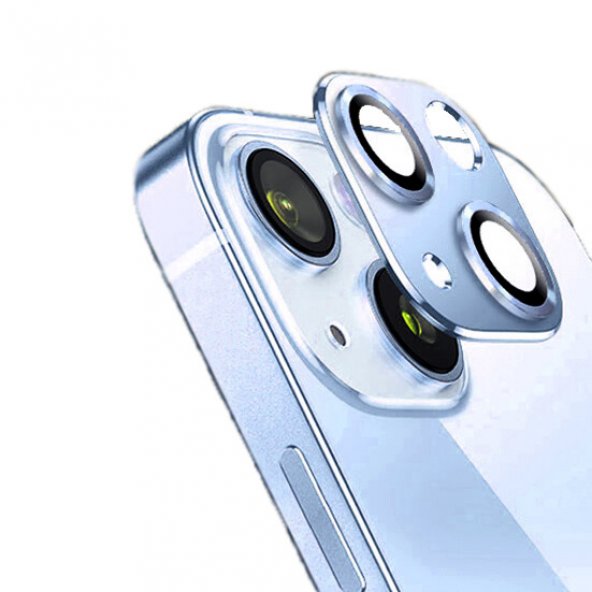 Pilanix Apple İphone 13 Mini İçin Renkli 3D Kamera Koruma Lens Koruyucusu Mavi