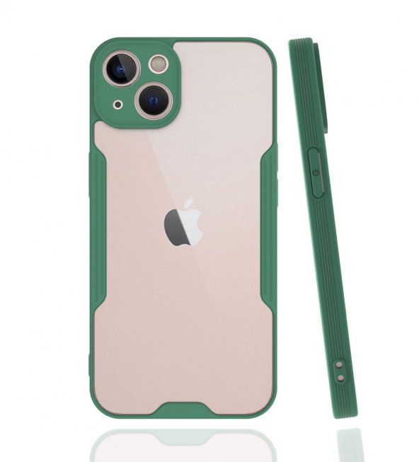 KNY Apple İphone 13 Kılıf Silikon Kenarlı Kamera Korumalı Buzlu Parfe Kapak Yeşil