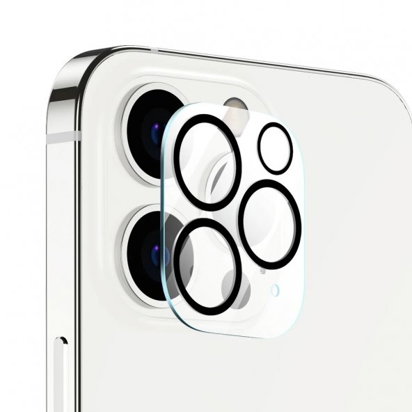 iPhone 13 Pro Kamera Lens Koruyucu 3D Cam Şeffaf Tam Kaplama