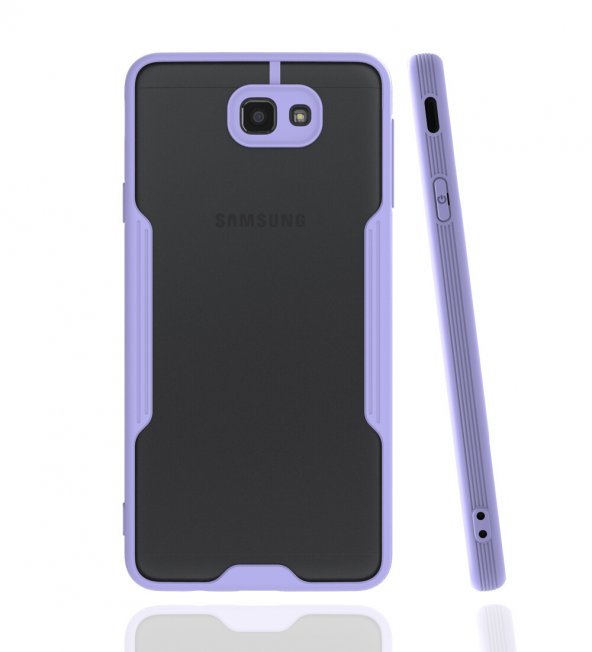 Pilanix Samsung Galaxy J7 Prime Kılıf Renkli Kenarlı Kamera Korumalı Buzlu Parfe Kapak Mor RQ11678
