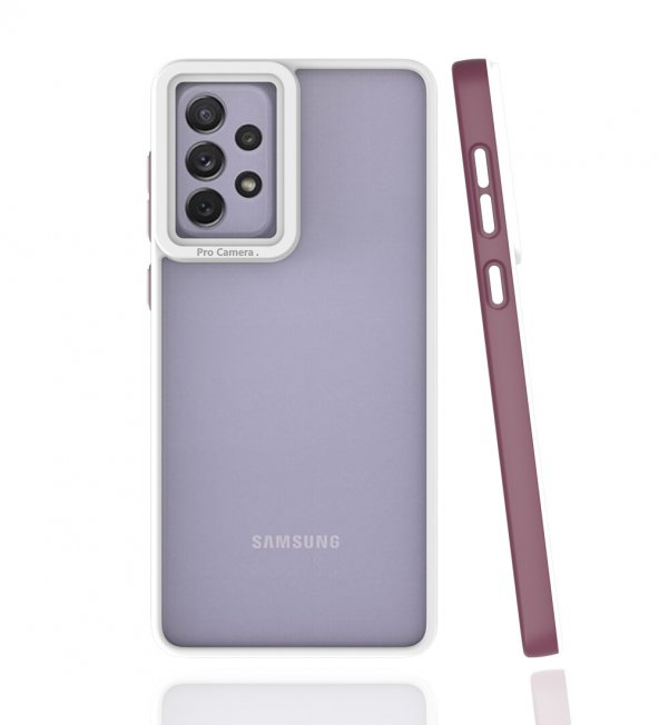 Pilanix Samsung Galaxy A73 Kılıf Renkli Silikon Kenarlı Kamera Korumalı Şeffaf Mima Kapak Bordo