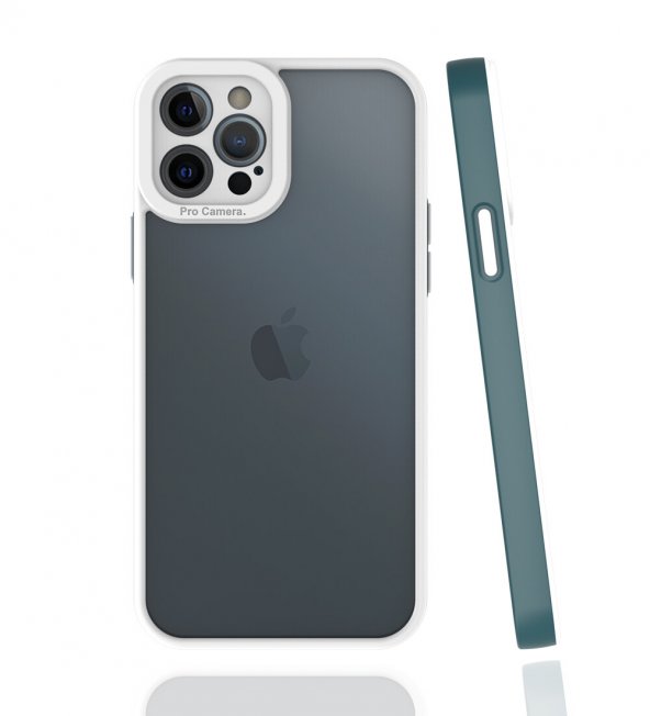 Pilanix Apple İphone 12 Pro Max Kılıf Renkli Silikon Kenarlı Kamera Korumalı Şeffaf Mima Kapak Yeşil