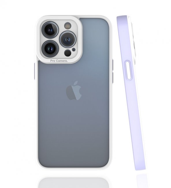 Pilanix Apple İphone 13 Pro Kılıf Renkli Silikon Kenarlı Kamera Korumalı Şeffaf Mima Kapak Mor