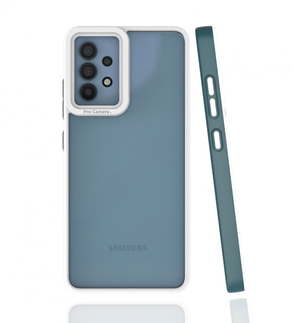 KNY Samsung Galaxy A32 4G Kılıf Renkli Silikon Kenarlı Kamera Korumalı Şeffaf Mima Kapak Yeşil