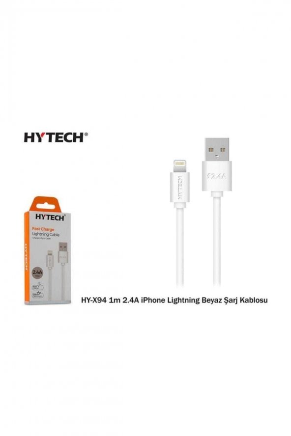 Hytech HY-X94 1m 2.4A iPhone Lightning Beyaz Şarj Kablosu IR8553