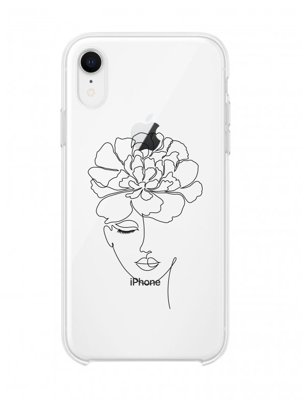 iPhone XR Flower Women Art Lens Korumalı Şeffaf Telefon Kılıfı