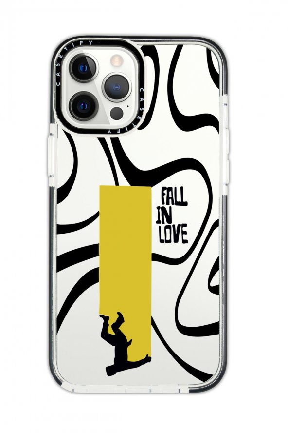 iPhone 11 Pro Casetify Fall In Love Desenli Anti Shock Premium Silikonlu Siyah Kenar Detaylı Telefon Kılıfı