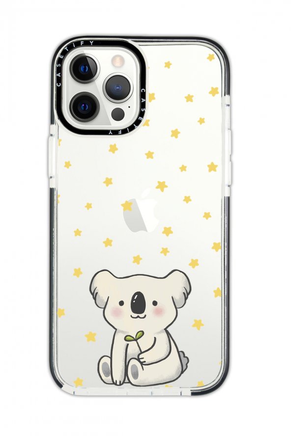 iPhone 11 Pro Casetify Koala Desenli Anti Shock Premium Silikonlu Siyah Kenar Detaylı Telefon Kılıfı