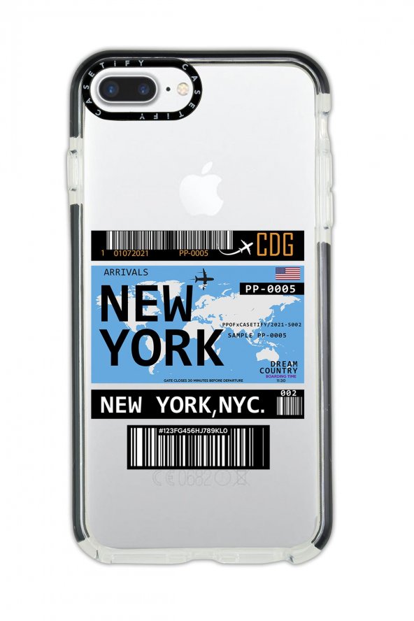 iPhone 7 Plus Casetify New York Desenli Anti Shock Premium Silikonlu Siyah Kenar Detaylı Telefon Kılıfı
