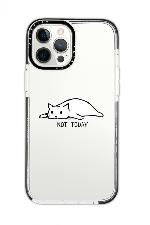 iPhone 11 Pro Casetify Not Today Desenli Anti Shock Premium Silikonlu Siyah Kenar Detaylı Telefon Kılıfı