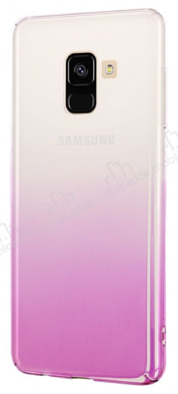 Eiroo Samsung Galaxy A8 2018 Geçişli Pembe Rubber Kılıf JR8809