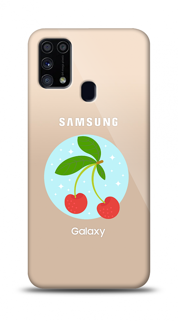 Samsung Galaxy M31s Kiraz Kabartmalı Parlak Kılıf