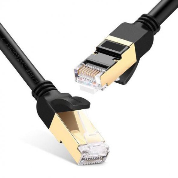 PrimeX PX-CAT710M Altın Uçlu Siyah Cat7 Ethernet Kablo 10 Metre Gigabit
