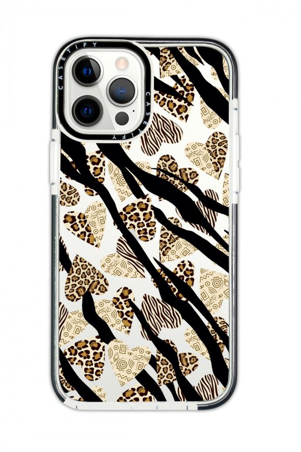iPhone 11 Pro Max Casetify Love Animal Pattern Desenli Anti Shock Premium Silikonlu Siyah Kenar Detaylı Telefon Kılıfı
