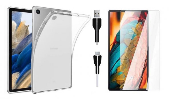 Samsung Galaxy Tab A8 10.5 SM-X200 (2021) Silikon Kılıf+Nano Cam+Kablo Koruyucu