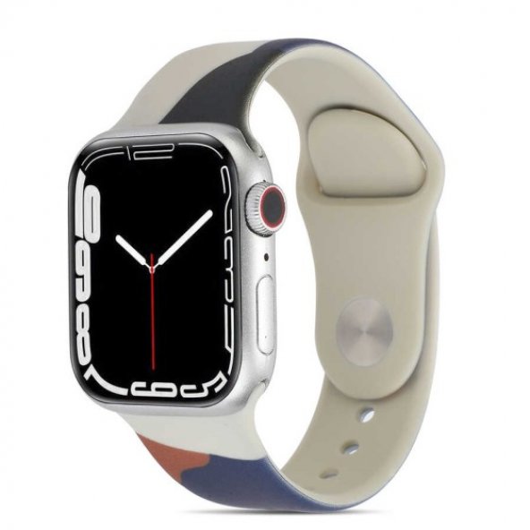 Apple Watch 7 41mm Renkli Desenli Soft Silikon Kordon - K62 SN8628