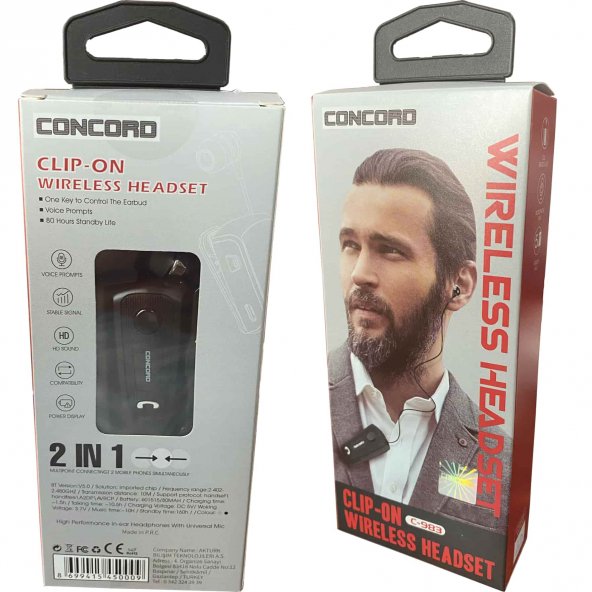 2 Telefona Bağlanan Makaralı Bluetooth Kulaklık Titreşiml Concord C-983