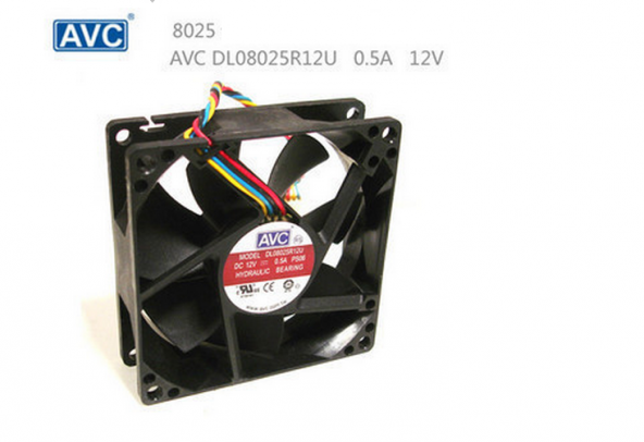 AVC 80x80x25 mm 12 Volt 0.50 Amper 4 pin Fan