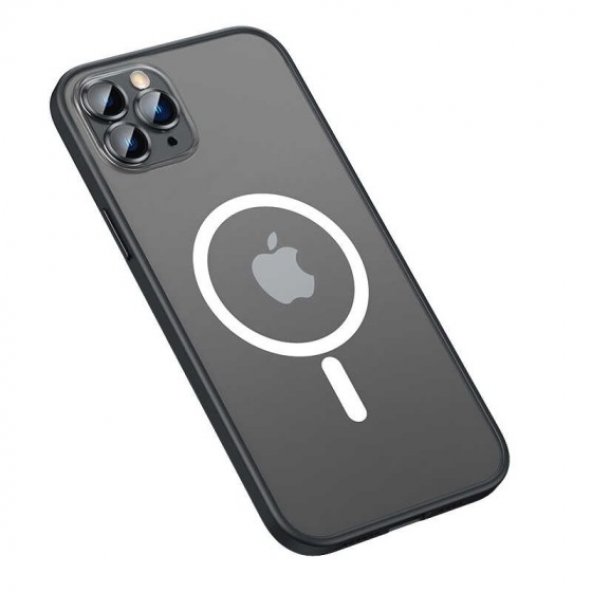 Apple iPhone 12 Pro Max Kılıf Kamera Korumalı Wireless Arkası Mat Şeffaf Kapak